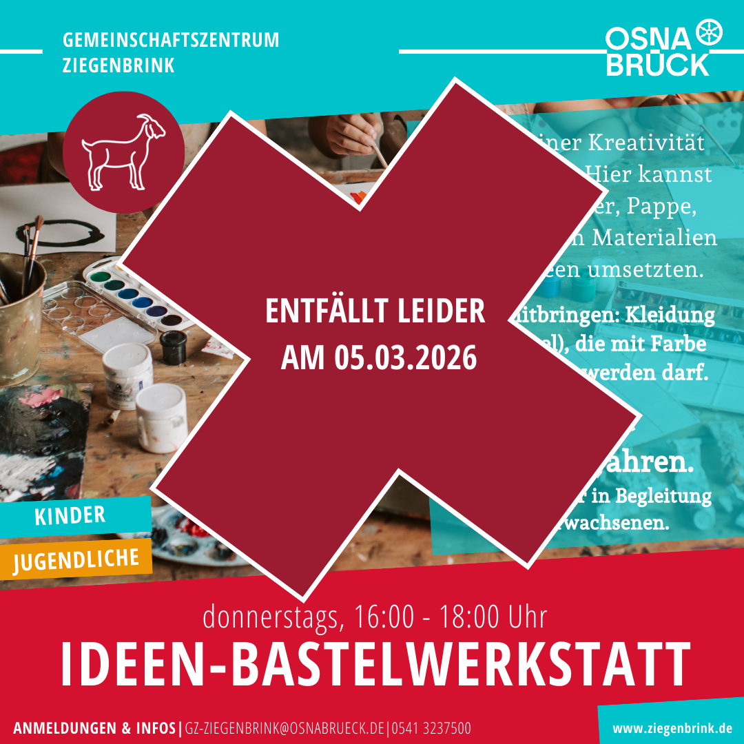 offene Kreativwerkstatt entfällt Stand 13.5.2025