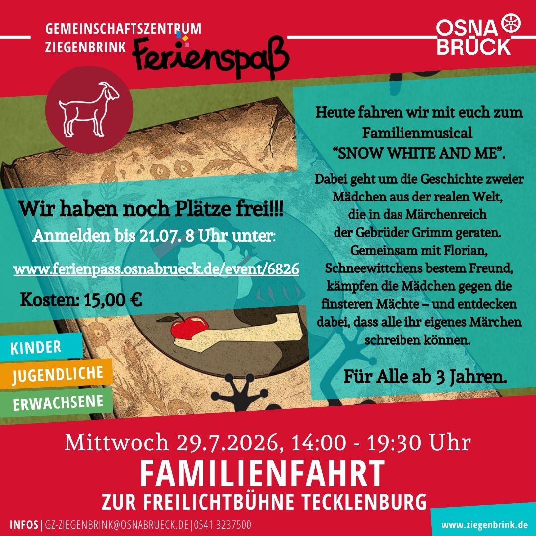 Familienfahrt Freilichtbühne Tecklenburg _SNOW WHITE AND ME_ 29.7.2026