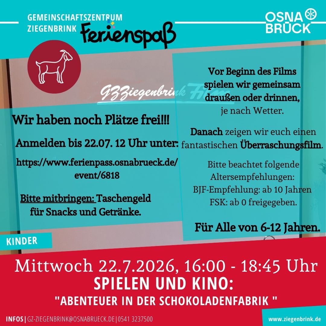 Spielen und Kindersommerkino 22.7.2026