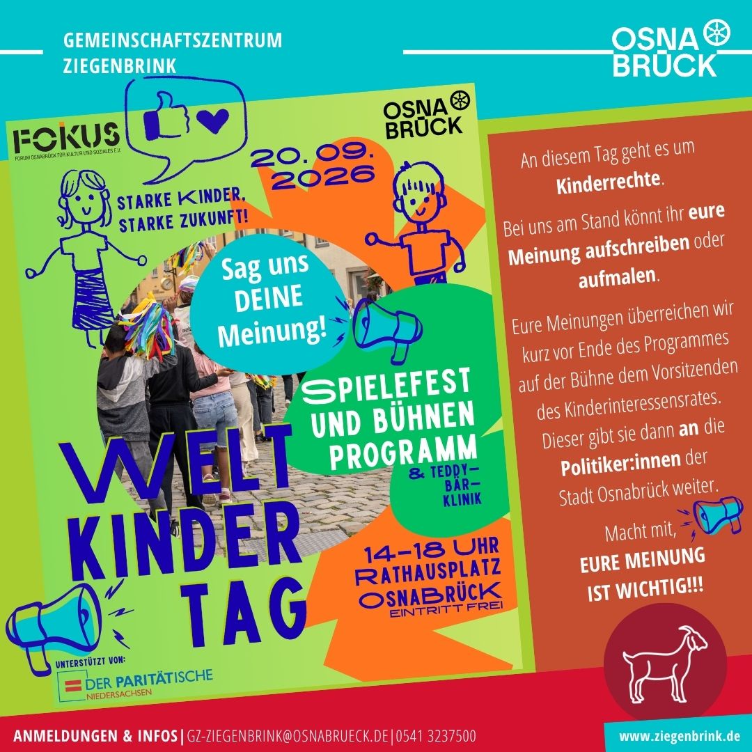 Familienfest Weltkindertag Aktionsstand 20.9.2026