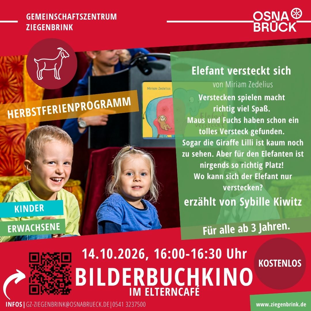 Bilderbuchkino 14.10.2026 im Elterncafé Stand 1.10.2026