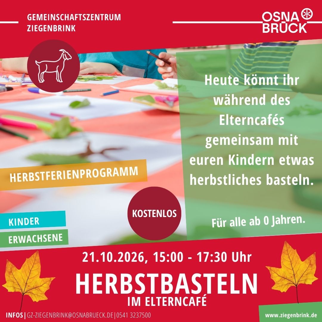 Herbstbastel 15.10.2025 im Elterncafé Stand 14.8.2025